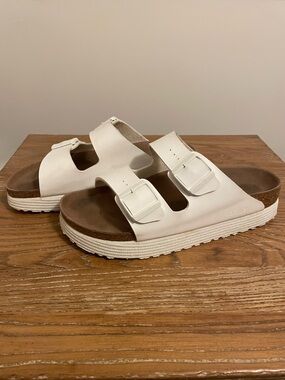 Birkenstock Papillio Arizona White Flex Platform Sandal
